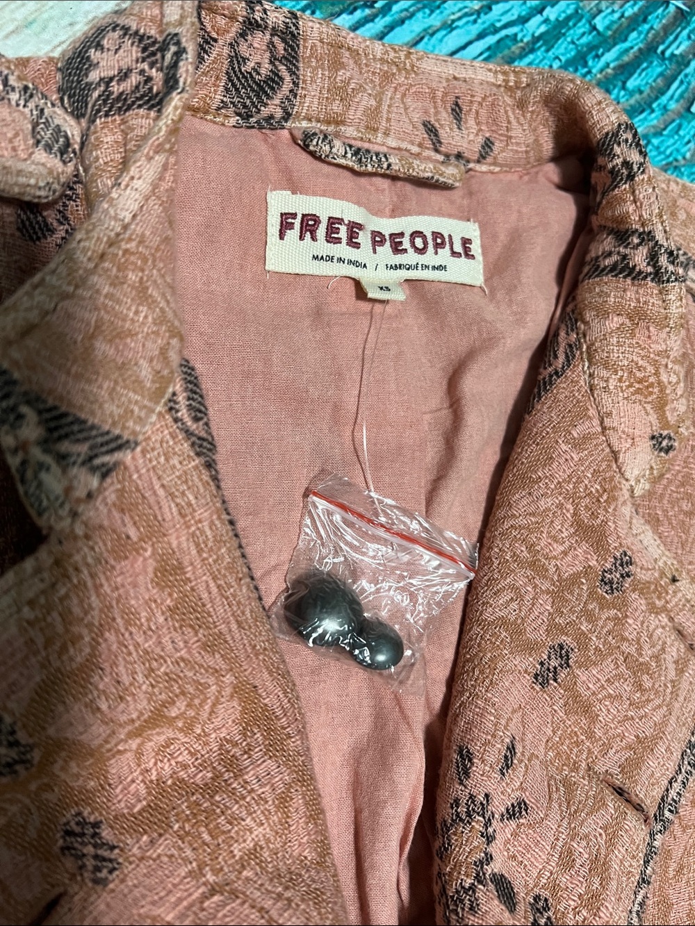 NWOT Free People Lotty 100% Cotton Jacquard Band Jacket Dusty Rose XS - Picture 6 of 14